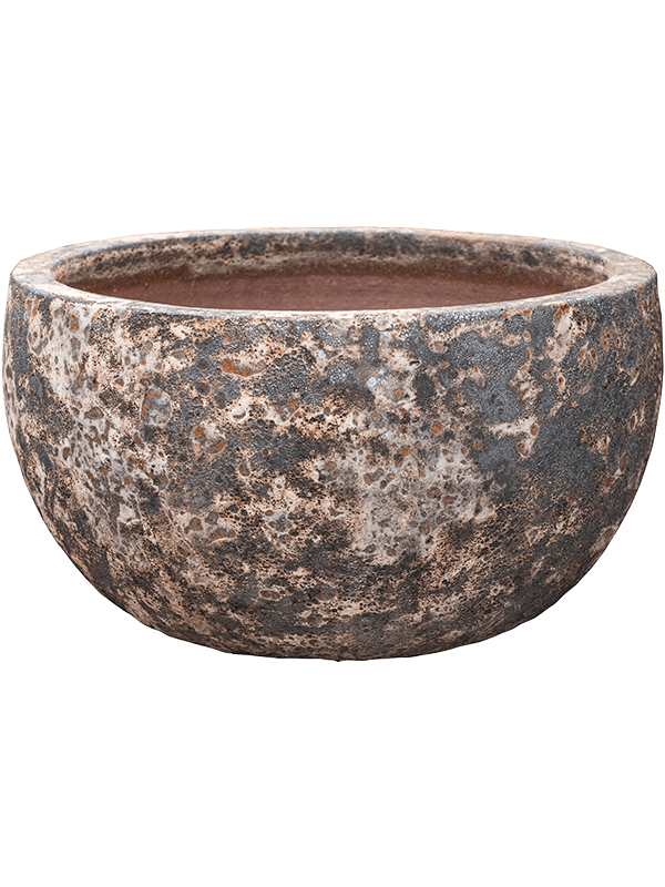 Baq Lava Plant Pot 29cm Height 44cm Dia Bowl Relic Rust Metal