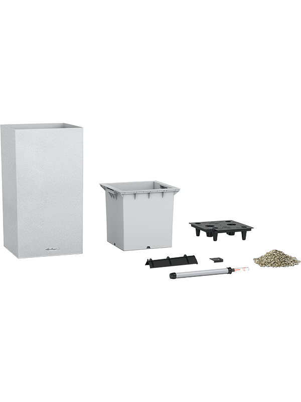 Lechuza Canto Stone 40 High Plant Pot 76cm Height 34cm Dia All Inclusive Set Quartz White