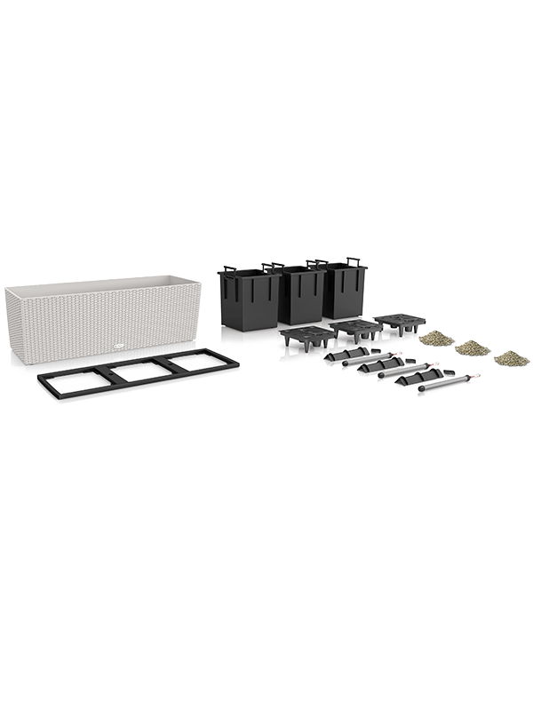 Lechuza Trio Cottage 30 Plant Pot 34cm Height 25cm Dia All inclusive set light grey