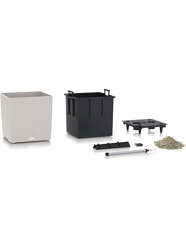 Lechuza Cube Cottage 50 Plant Pot 50cm Height 44cm Dia All Inclusive Set Light Grey