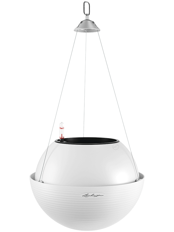 Lechuza Bola Color 32 Plant Pot 25cm Height 16cm Dia All Inclusive Set White