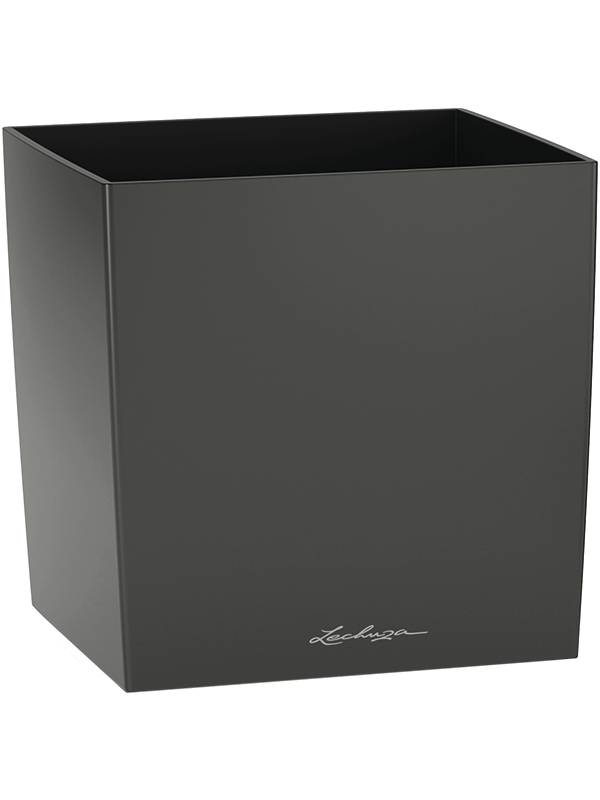 Lechuza Cube Premium Plant Pot 40cm Height 38cm Dia Single Planter Anthracite Metallic