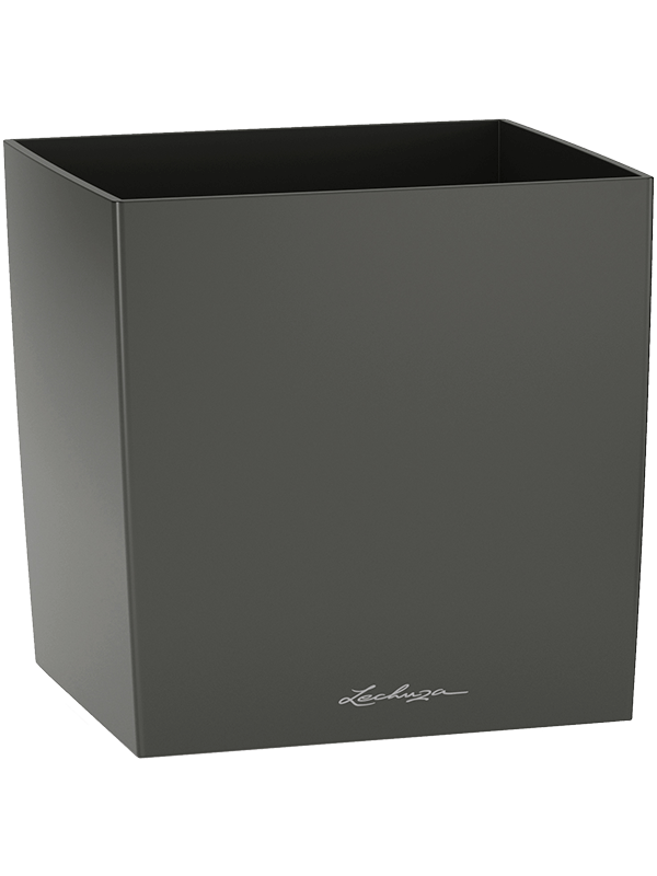 Lechuza Cube Premium Plant Pot 50cm Height 49cm Dia Single planter charcoal metallic