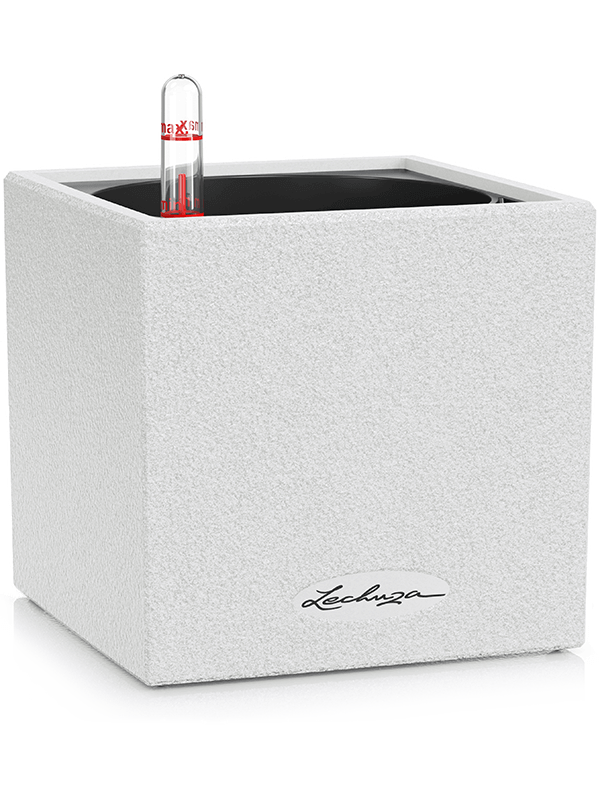 Lechuza Canto Stone 14 Plant Pot 14cm Height 12cm Dia All Inclusive Set Quartz White