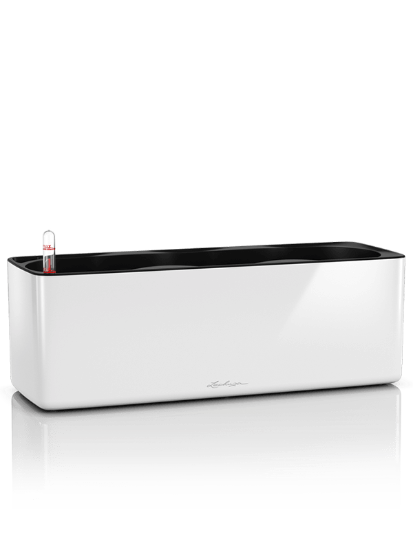 Lechuza Cube Glossy Triple Plant Pot 14cm Height 12cm Dia All Inclusive Set White High Gloss