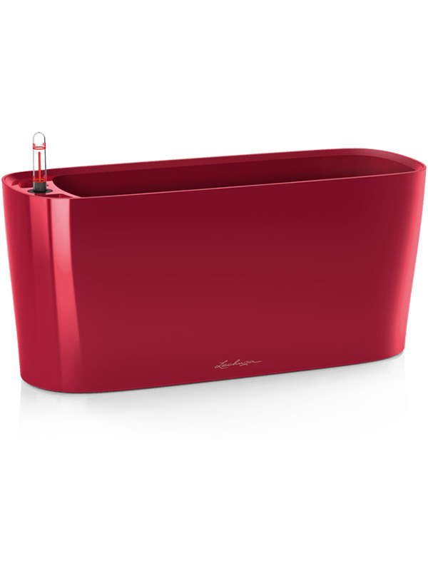 Lechuza Premium Delta 20 Plant Pot 18cm Height 12cm Dia All Inclusive Set Scarlet Red High-gloss