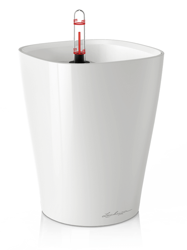 Lechuza Premium Deltini Plant Pot 18cm Height 12cm Dia All Inclusive Set White