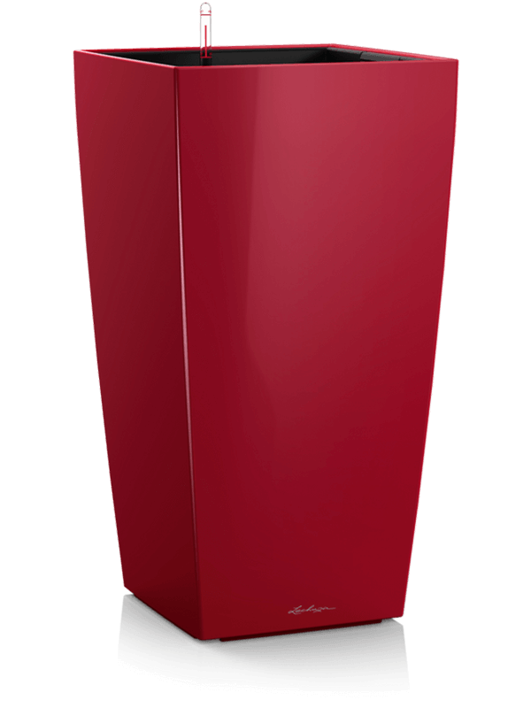 Lechuza Premium Cubico 22 Plant Pot 41cm Height 18cm Dia All Inclusive Set Scarlet Red High-gloss