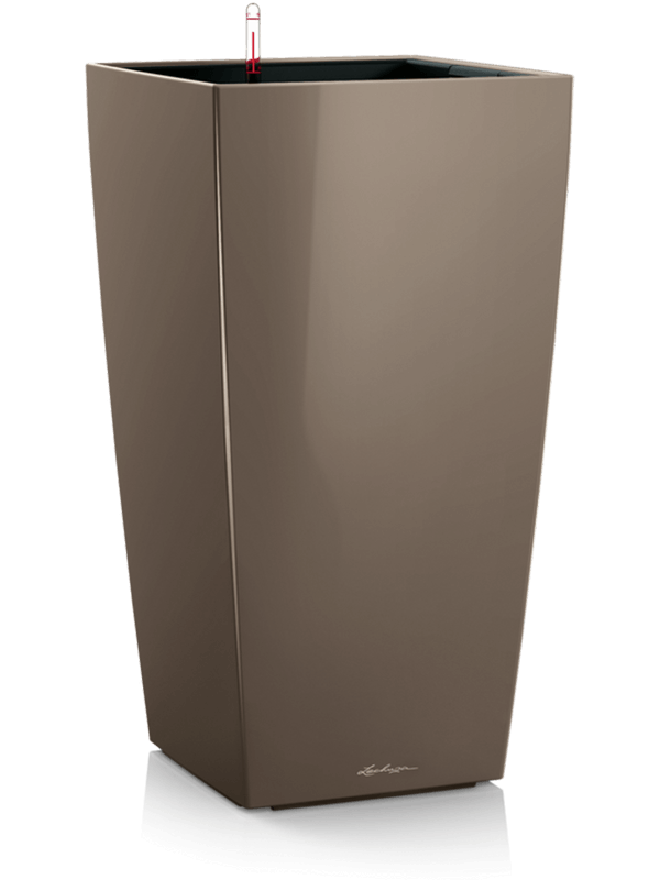 Lechuza Premium Cubico 40 Plant Pot 75cm Height 34cm Dia All Inclusive Set Taupe High Gloss