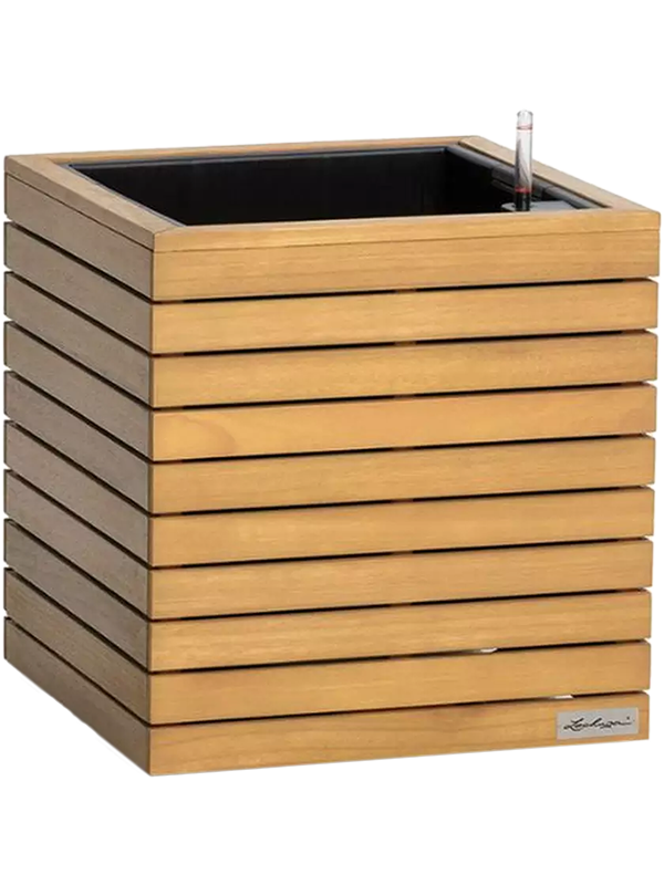 Lechuza Palo Natural Wood 45 Plant Pot 46cm Height 34.5cm Dia All Inclusive Set Low