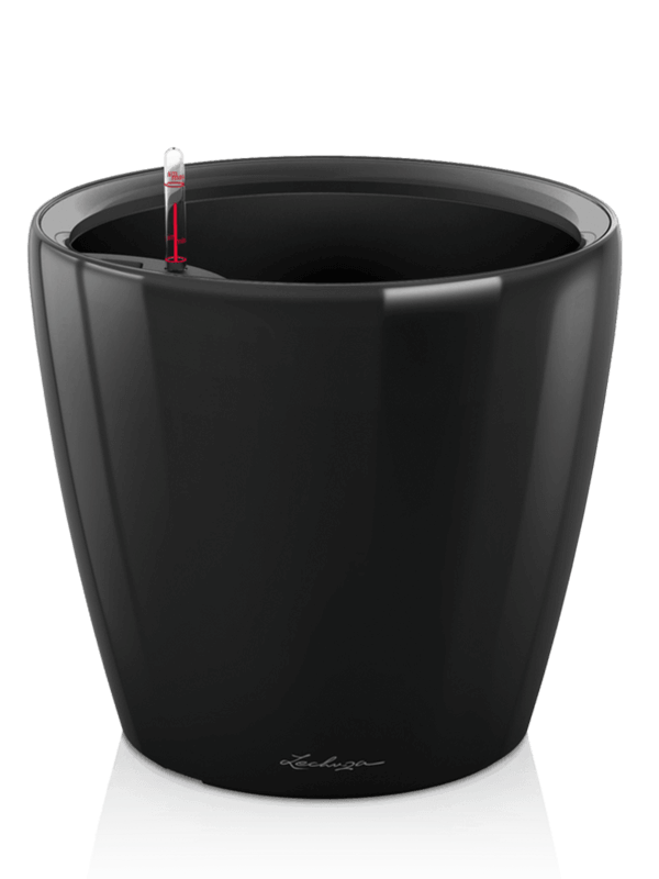 Lechuza Premium Classico LS 21 Plant Pot 20cm Height 18cm Dia All Inclusive Set black High Gloss