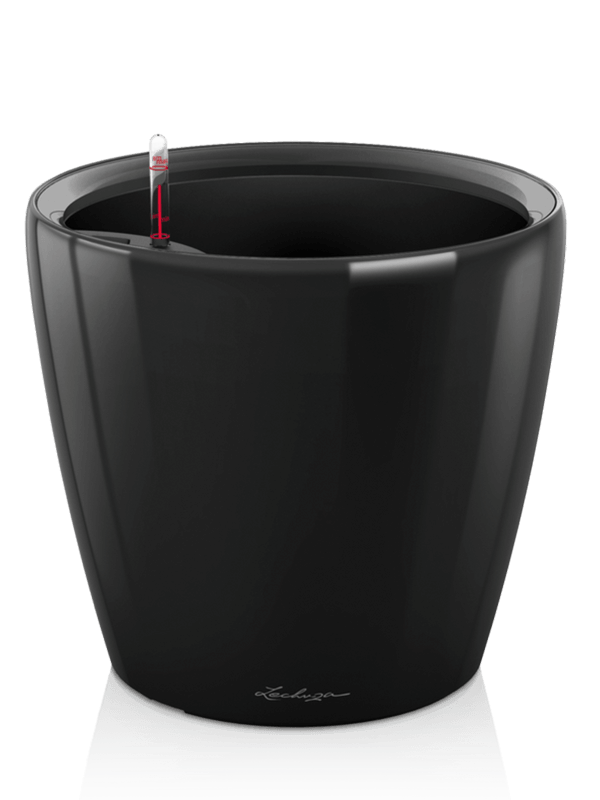 Lechuza Premium Classico LS 50 Plant Pot 47cm Height 42cm Dia All Inclusive Set black High Gloss