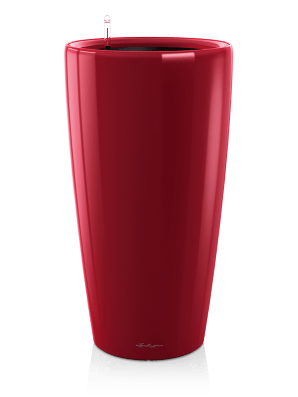 Lechuza Premium Rondo 32 Plant Pot 56cm Height 27cm Dia All Inclusive Set Scarlet Red High-gloss