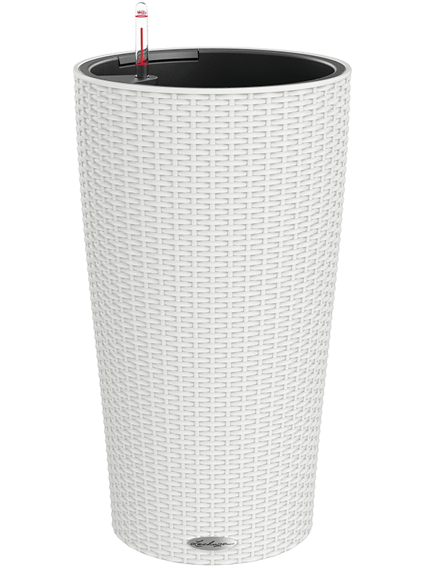 Lechuza Cilindro Cottage 32 Plant Pot 56cm Height 28cm Dia All Inclusive Set White