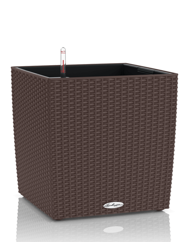Lechuza Cube Cottage 30 Plant Pot 33cm Height 25cm Dia All Inclusive Set Mocha