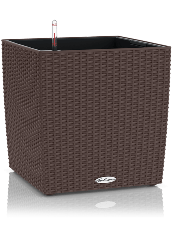 Lechuza Cube Cottage 50 Plant Pot 54cm Height 44cm Dia All Inclusive Set Mocha
