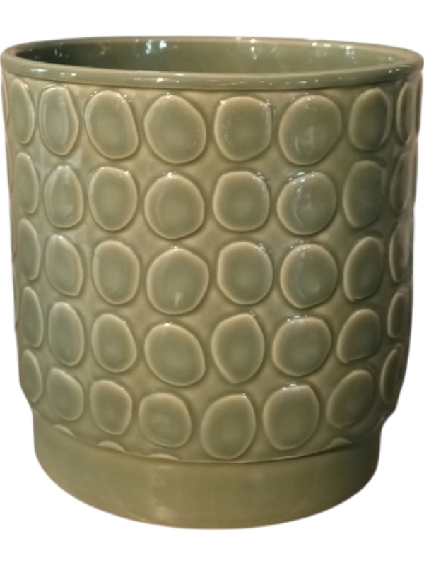 Eno Pebble Plant Pot 13cm Height 12cm Dia Pot Shiny Dusty Green