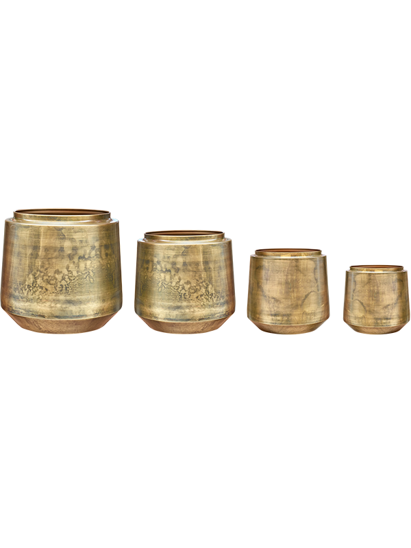 Indigo Plant Pot 62cm Height 59cm Dia Pot Vintage Gold (set of 4)