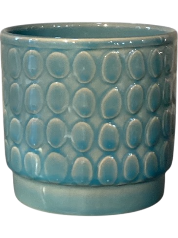 Eno Pebble Plant Pot 11cm Height 9cm Dia Pot Shiny Bondi Blue