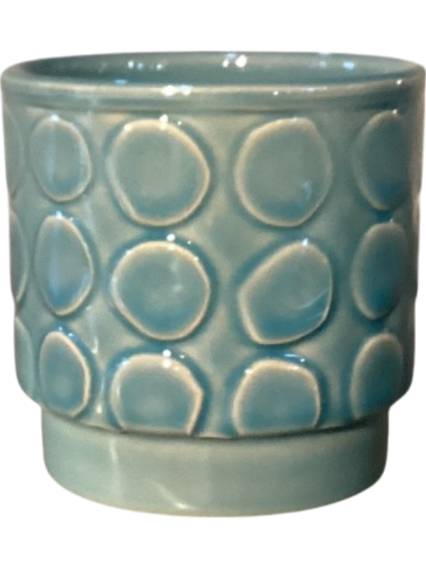 Eno Pebble Plant Pot 8cm Height 7cm Dia Pot Shiny Blondi Blue