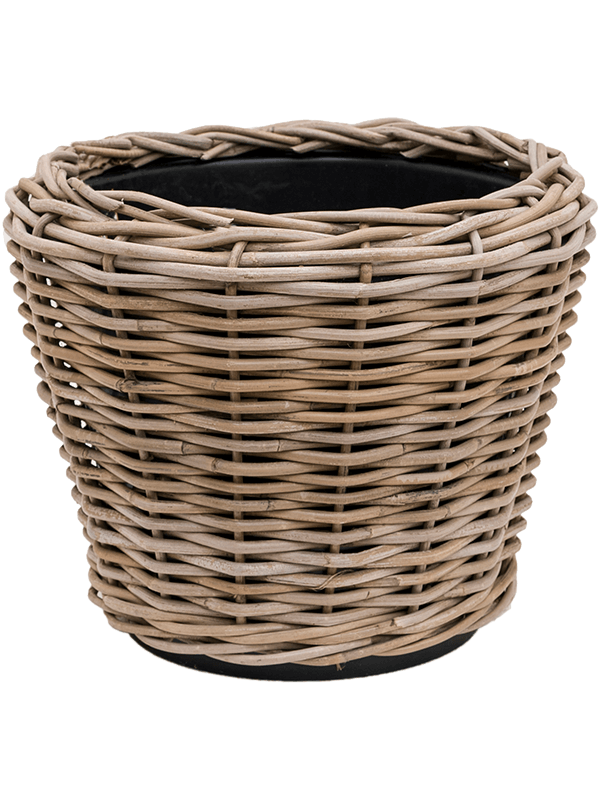 Drypot Rattan Plant Pot 28cm Height 28cm Dia Round grey