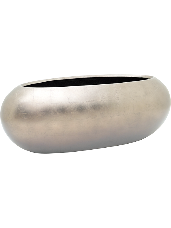 Baq Metallic Silver leaf Plant Pot 20cm Height 20cm Dia Boat Matt Light Champagne