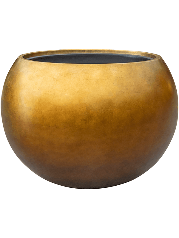 Baq Metallic Silver leaf Plant Pot 37cm Height 33cm Dia Globe Matt Honey (with liner)