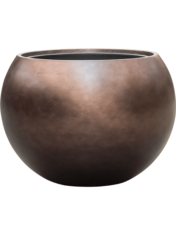 Baq Metallic Silver leaf Plant Pot 43cm Height 41cm Dia Globe Matt Coffee (with liner)