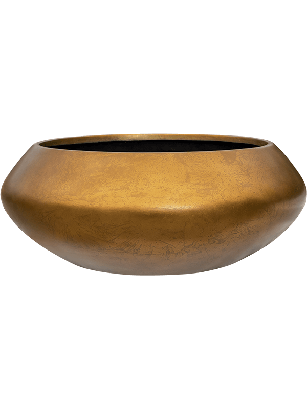 Baq Metallic Silver leaf Plant Pot 22cm Height 41cm Dia Bowl Ufo Matt Honey