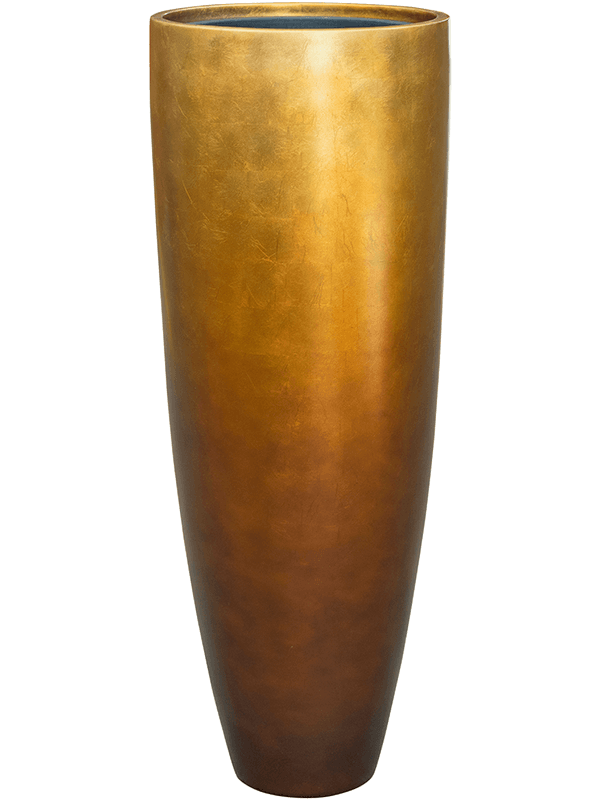 Baq Metallic Silver leaf Plant Pot 90cm Height 27cm Dia Partner Matt Honey (with liner)