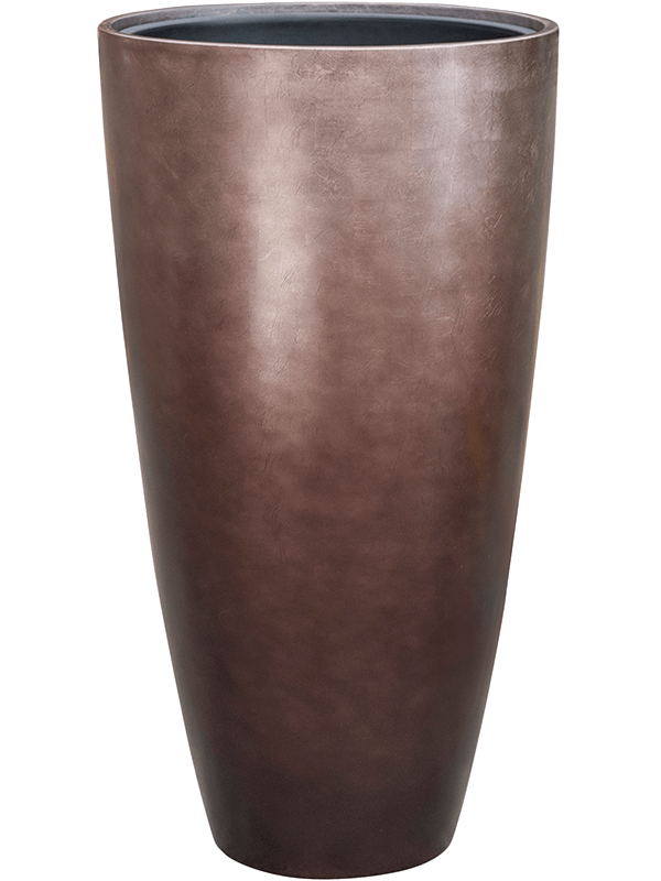 Baq Metallic Silver leaf Plant Pot 75cm Height 33cm Dia Partner Matt Coffee (with liner)