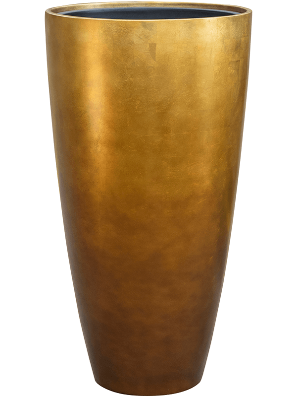 Baq Metallic Silver leaf Plant Pot 75cm Height 33cm Dia Partner Matt Honey (with liner)
