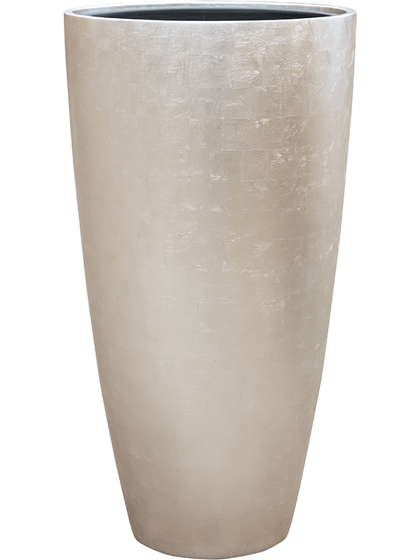 Baq Metallic Silver leaf Plant Pot 75cm Height 33cm Dia Partner Matt Light Champagne (with liner)