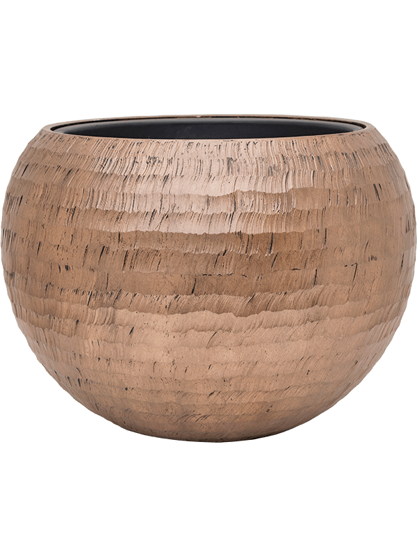 Baq Opus Hammered Plant Pot 43cm Height 41cm Dia Globe Gold (with liner)