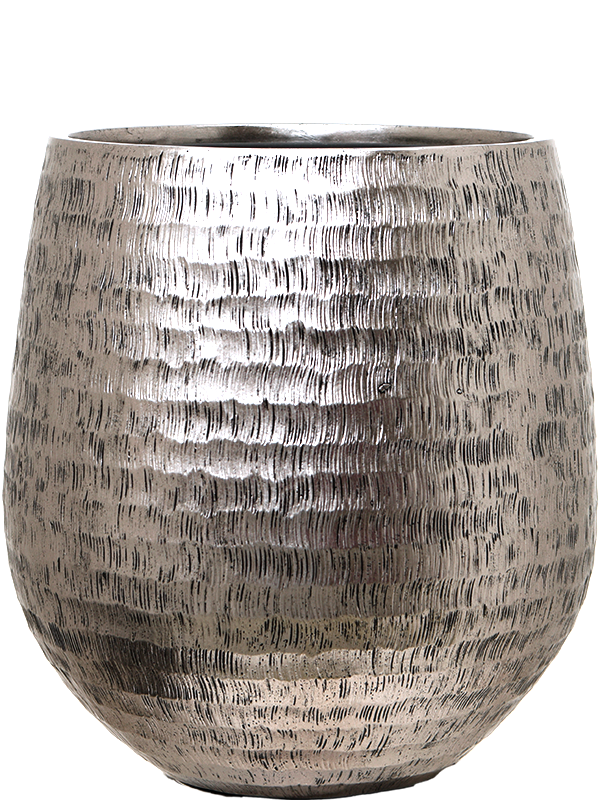 Baq Opus Hammered Plant Pot 48cm Height 30cm Dia Darcy Silver(with liner)