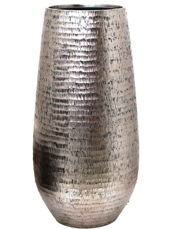 Baq Opus Hammered Plant Pot 100cm Height 32cm Dia Darcy High Silver (with liner)
