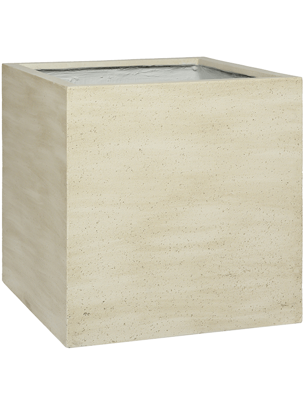 Cement & Stone Plant Pot 50cm Height 44cm Dia Block L Beige Washed