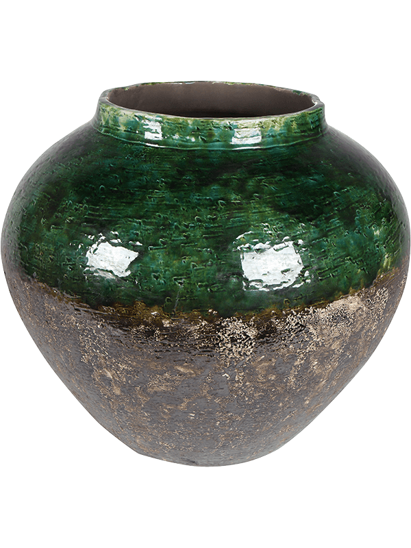 Lindy Plant Pot 38cm Height 21cm Dia Jar Green Black