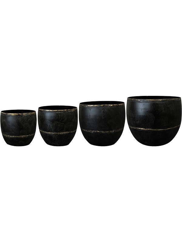Belia Plant Pot 20cm Dia Pot Vintage Black (set of 4)