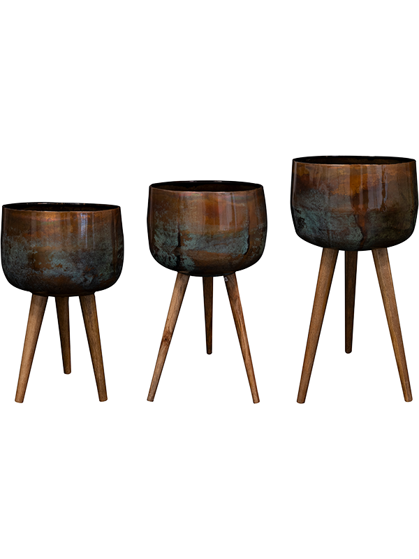 Jolien Plant Pot 88cm Dia Pot On Feet Mystic Blue (set of 3)