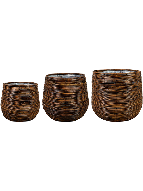 Bob Plant Pot 35cm Dia Pot Willow Brown (set of 3)