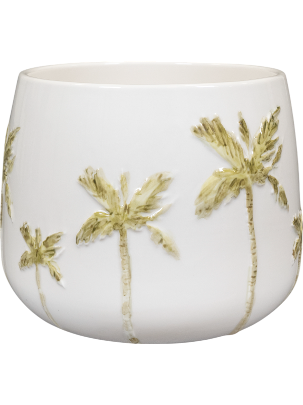 Palm Plant Pot 17cm Height 16cm Dia Pot White