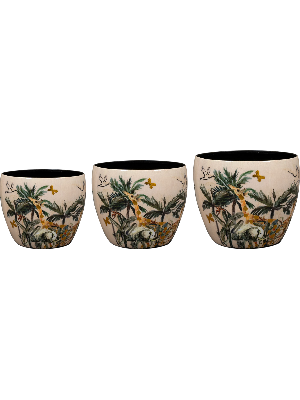 Designed By Lammie Plant Pot 16cm Dia Pot Safari Dream (set of 3)