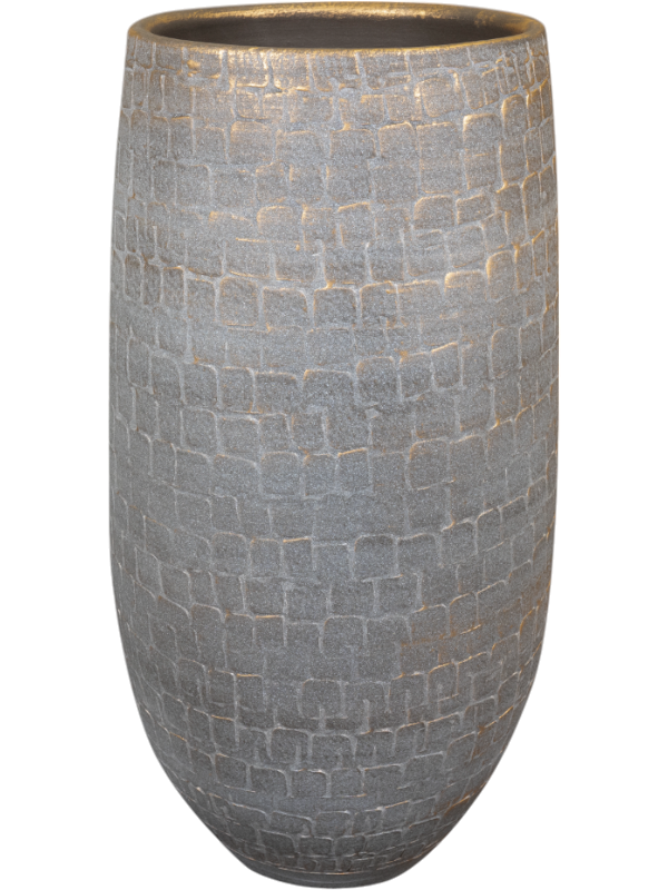 Renzo Plant Pot 30cm Height 15cm Dia Pot Tall Shiny Grey