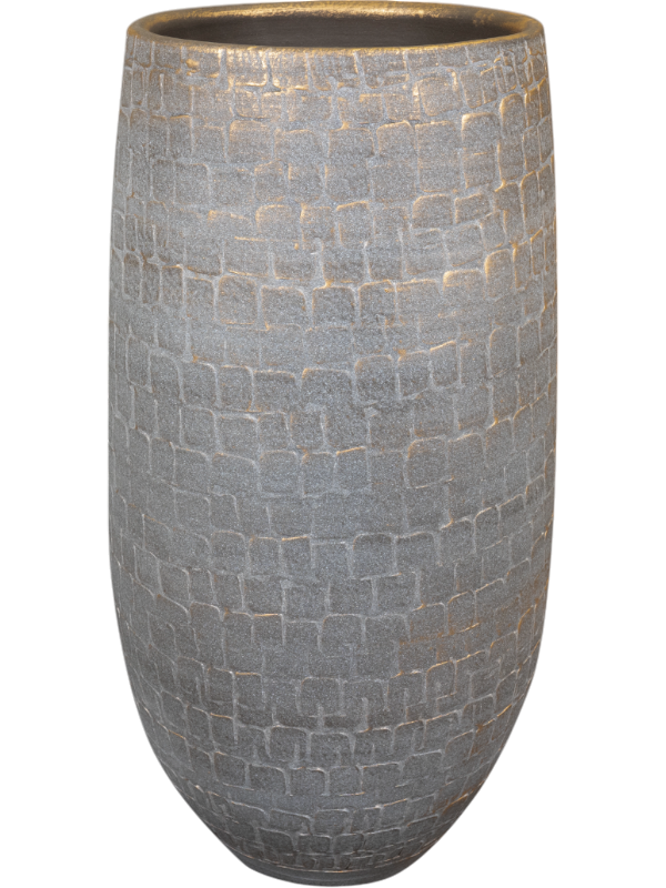 Renzo Plant Pot 50cm Height 21cm Dia Pot Tall Shiny Grey