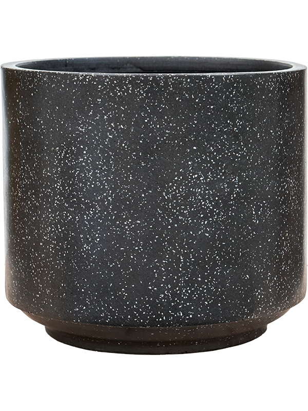 Baq Terrazzo Plant Pot 38cm Height 39cm Dia Cylinder Black