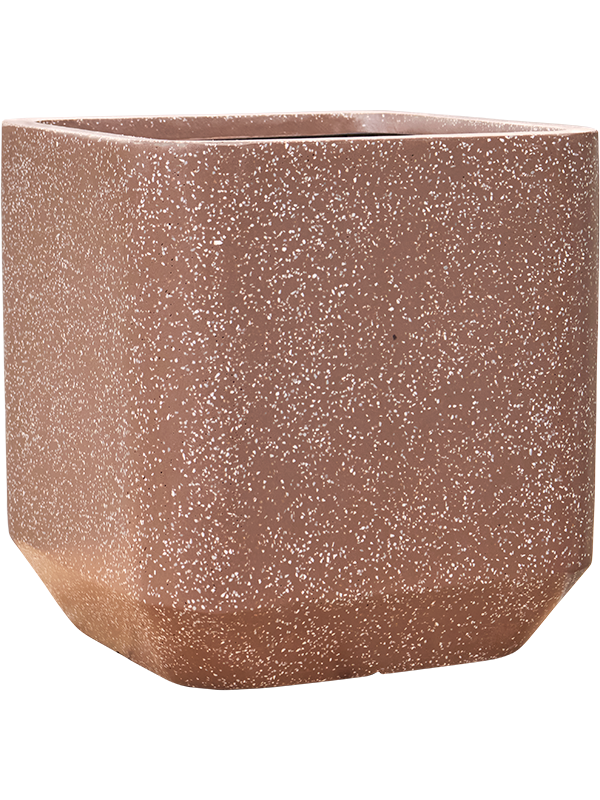 Baq Terrazzo Plant Pot 46cm Height 38cm Dia Rounded Cube Mocha