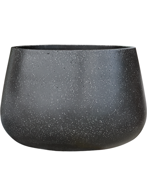 Baq Terrazzo Plant Pot 34cm Height 43cm Dia Darcy Low Black