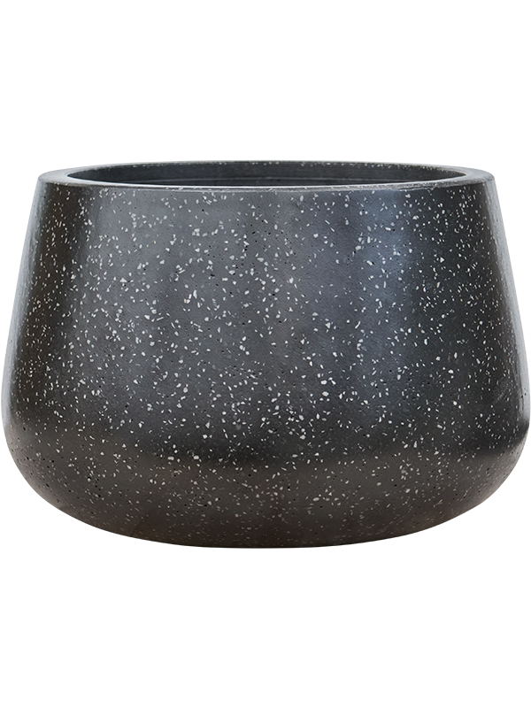 Baq Terrazzo Plant Pot 24cm Height 27cm Dia Darcy Low Black