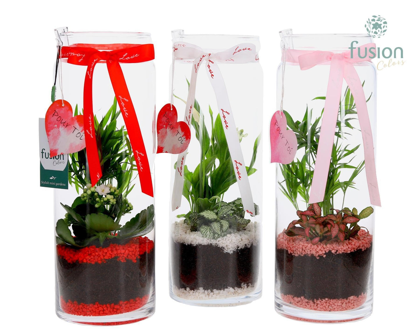 Glazen vaas met arrangement 35cm 12cm Pot